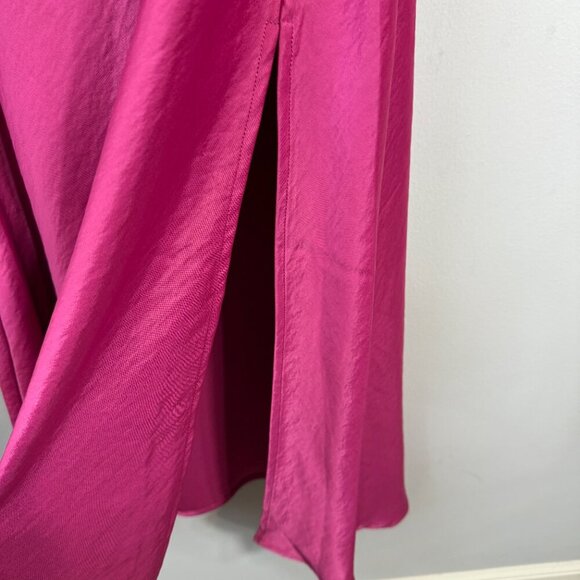 House of Harlow 1960 Satin Midi Slip Dress Women Medium Pink Slit Cocktail Party - Picture 8 of 14